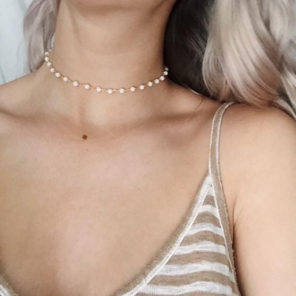 ☁️White Jade Rosary Choker Necklace